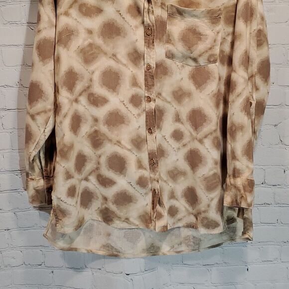 Joan Rivers linen blend boyfriend shibori shirt size XS - Picture 3 of 10